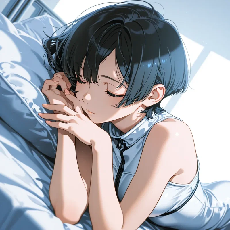 メンテナンスに来てそのまま眠ってしまったアンドロイドの女の子