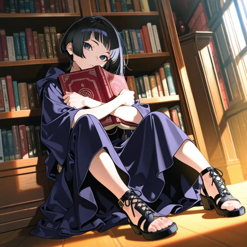 魔導書を抱え込む魔法使いの女の子