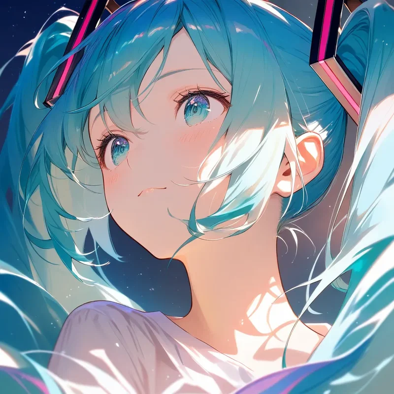 上を向く初音ミク