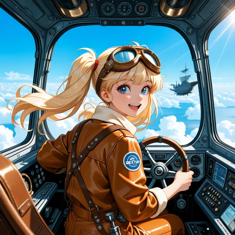 飛空艇のパイロット少女