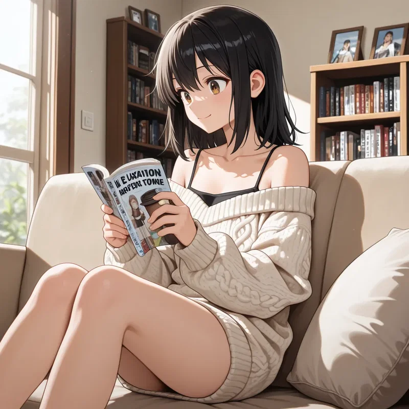 漫画を夢中になって読んでいる女の子