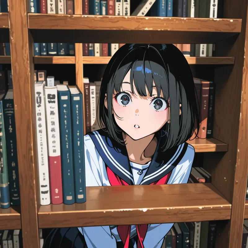 図書室で本棚越しにたまたま目が合ってしまった前々から気になっていた女の子