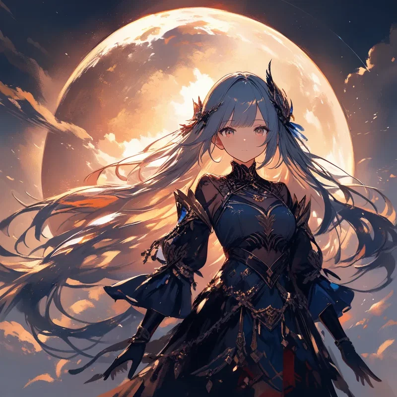 月下の女戦士