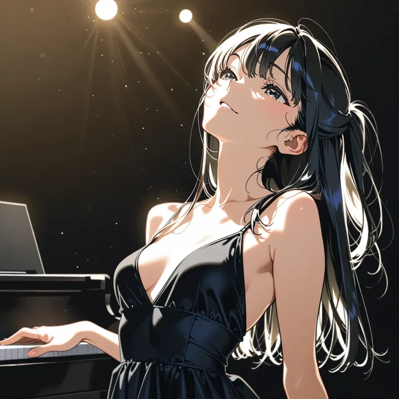 完璧に弾き終えて高揚感に浸っているピアニスト