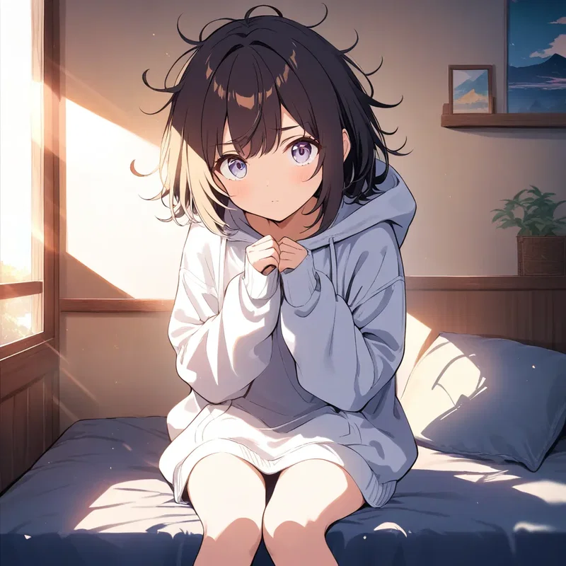 ダブダブの服を着た女の子