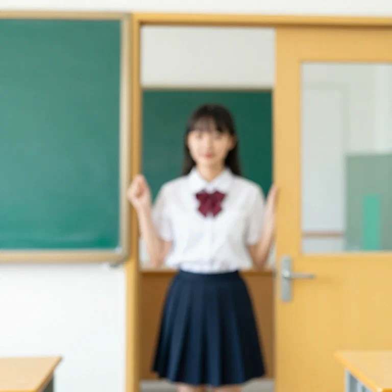 girl at classroom door