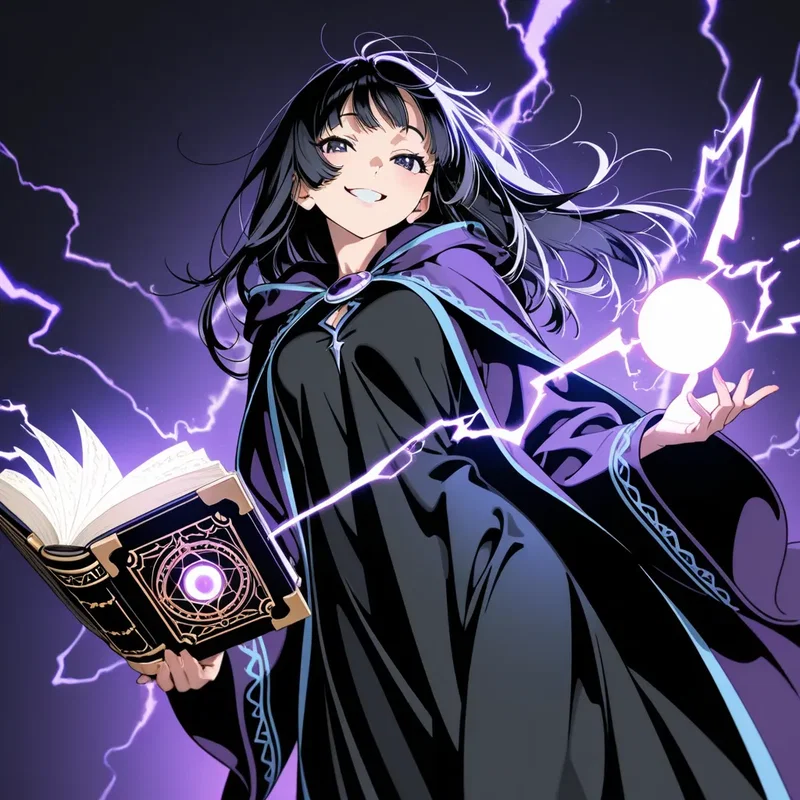 魔導書から電撃魔法を覚えた魔導士の女の子