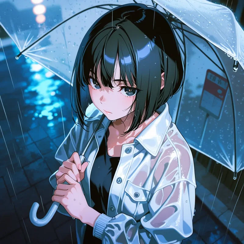 ビニール傘を差してる女の子