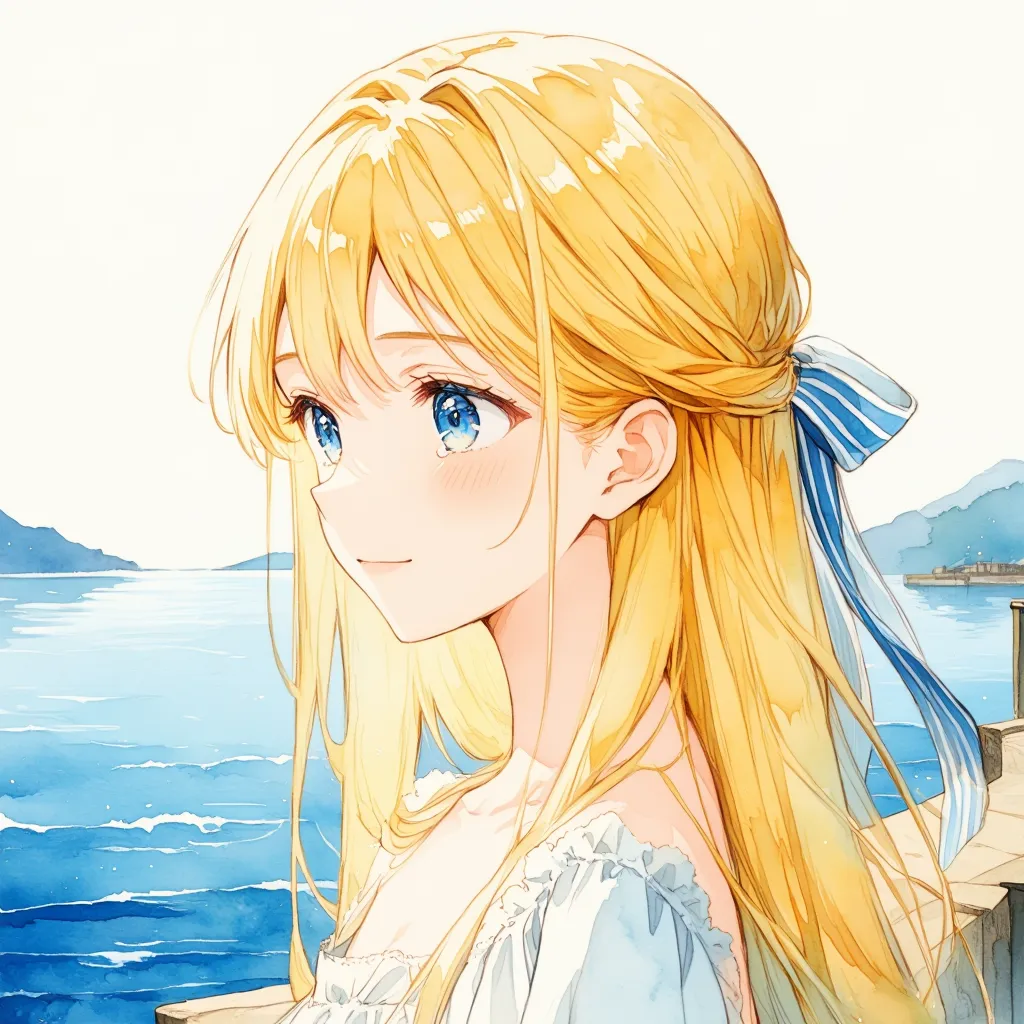 悲しみをこらえて海を見る