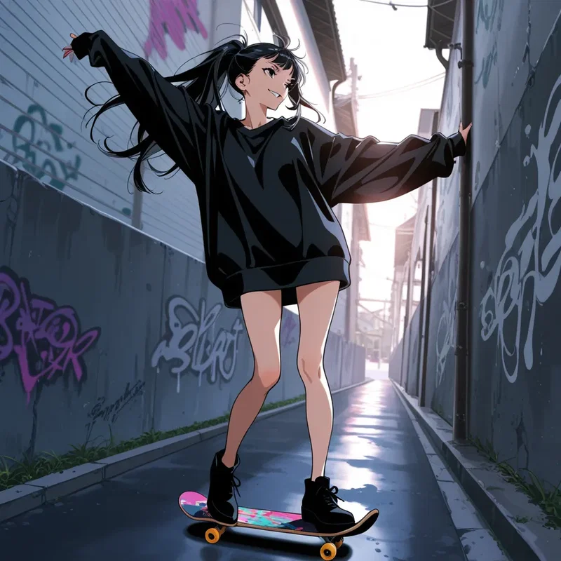 スケボー命のストリート系の女の子4