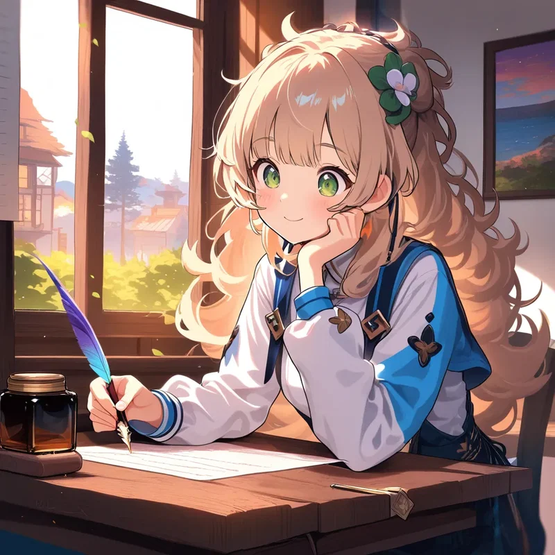 手紙を書く少女