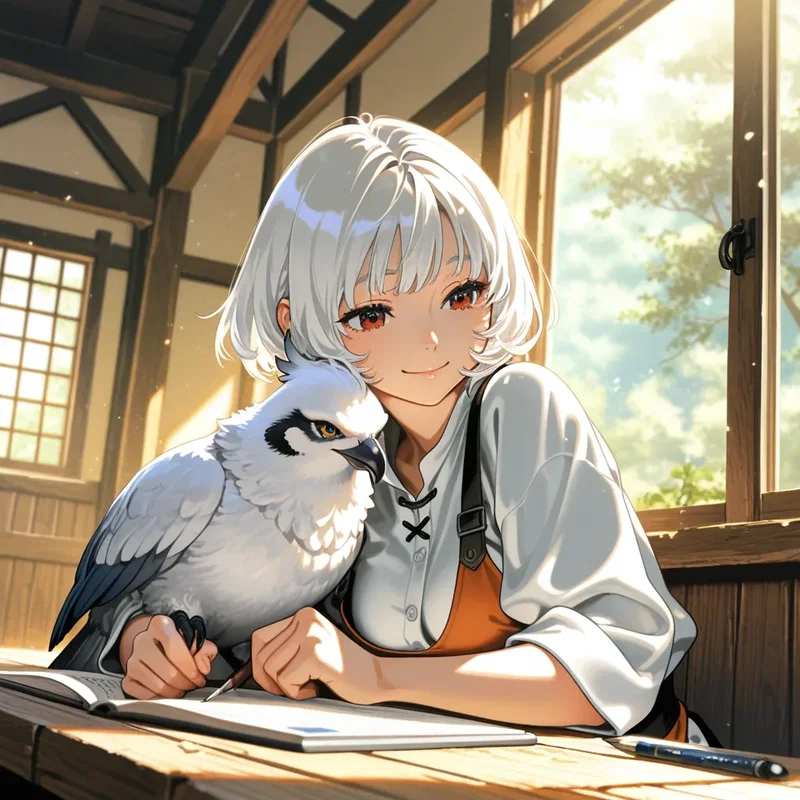 白鷲とアルビノの女の子