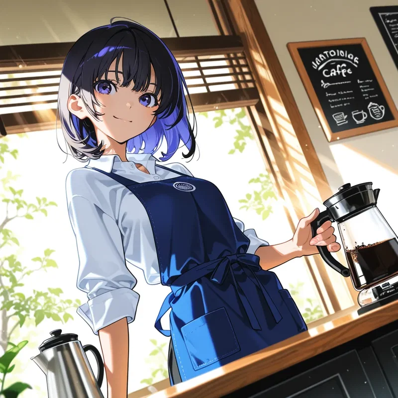 モダンなカフェで働くお洒落なバリスタの女の子3