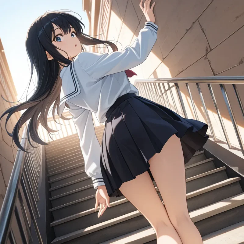 後ろから名前を呼ばれて振り返る少女２