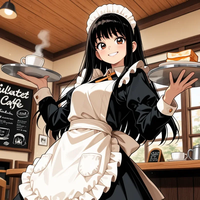 レトロな喫茶店のウェイトレス