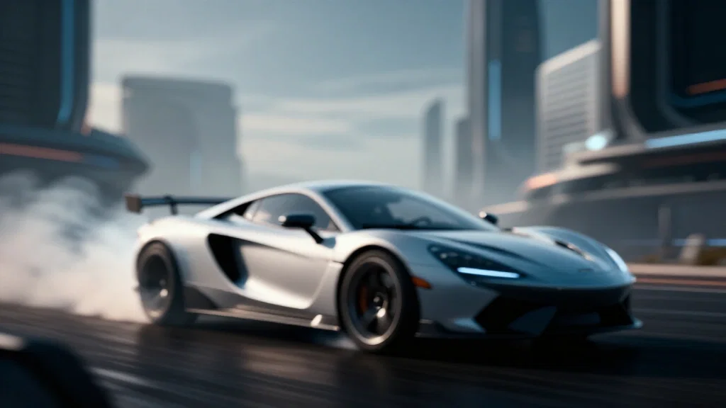 futuristic city trendy sports car