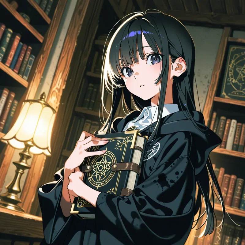 天文学や魔法を研究する若い錬金術師の女の子
