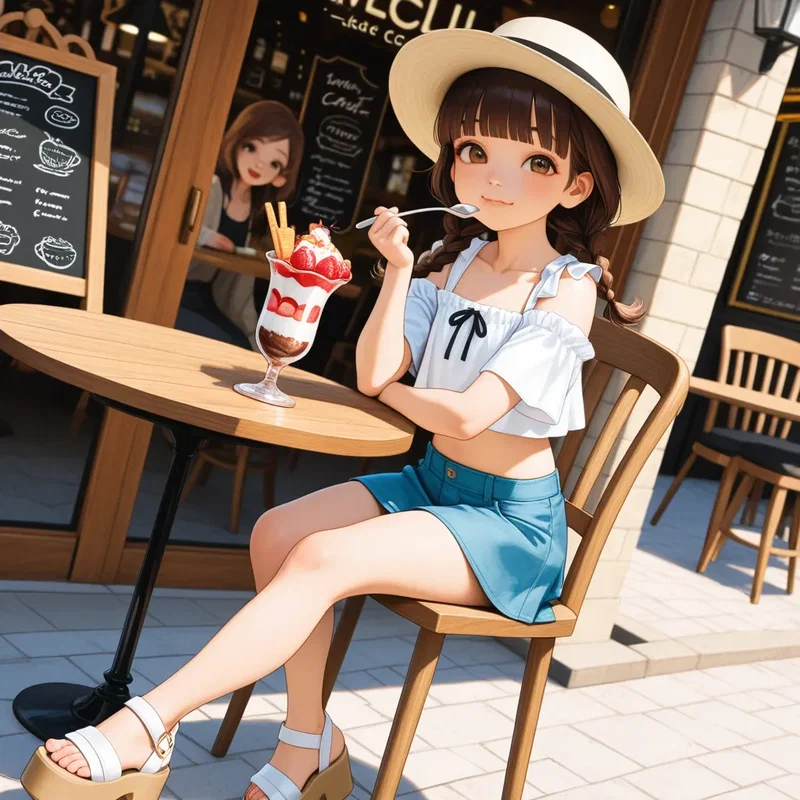 ピンクちゃんとパフェ