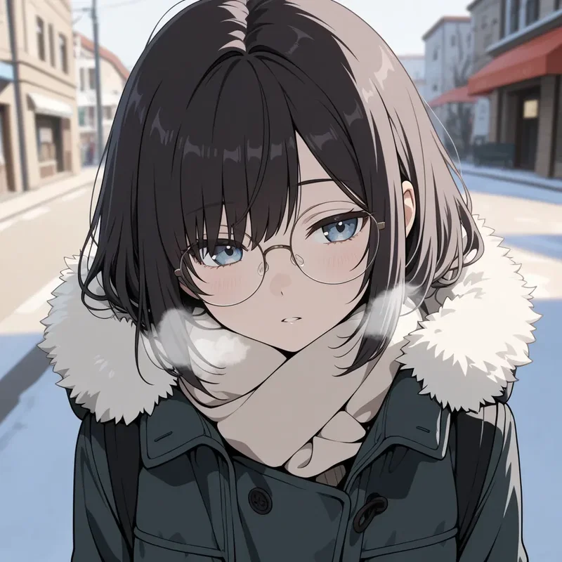 眼鏡をかけた不愛想な女の子