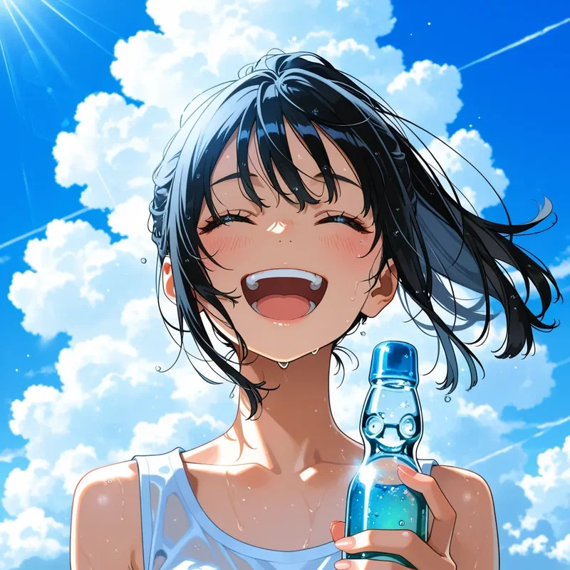 夏の空とラムネと女の子