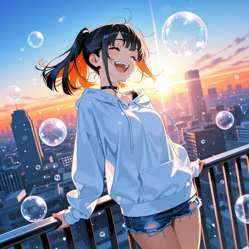 シャボン玉と笑う女の子