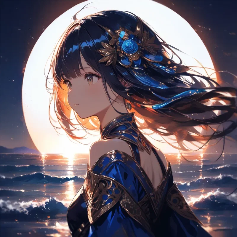 月と海と可憐な少女