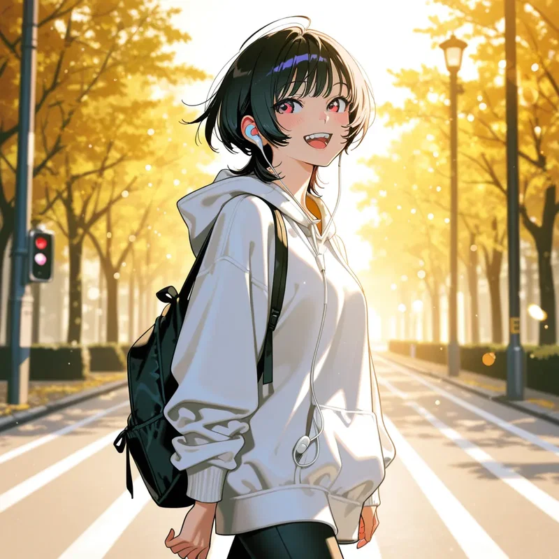 イヤホン付けた女の子