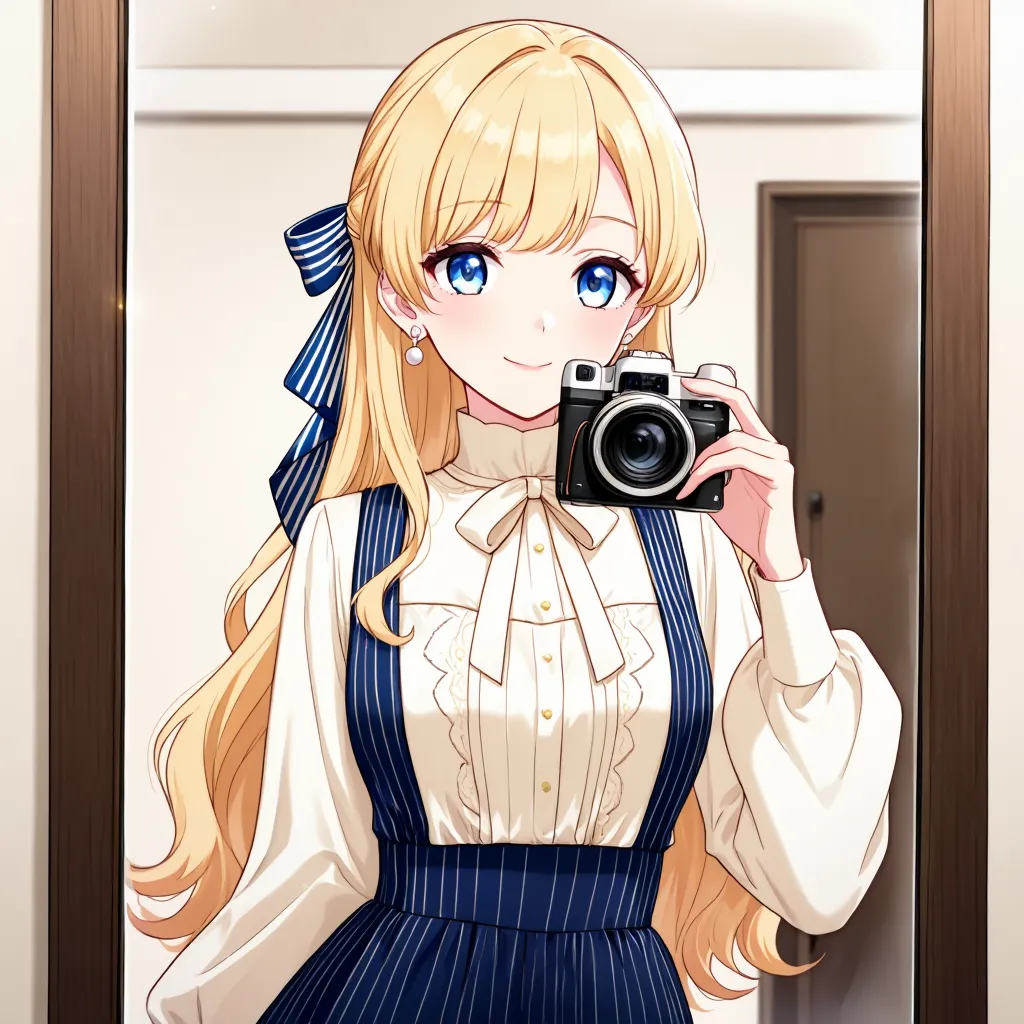 鏡で自撮り