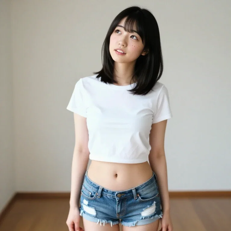 japanese student floor shot slim waist dimples