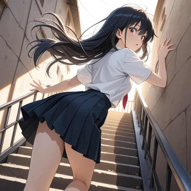 後ろから名前を呼ばれて振り返る少女4
