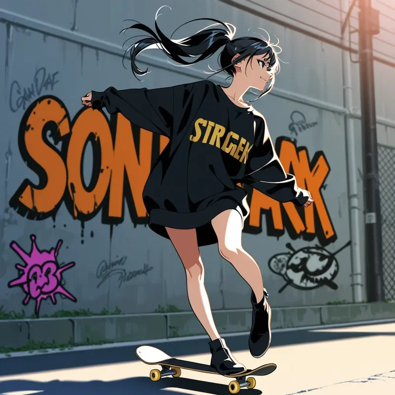 スケボー命のストリート系の女の子6