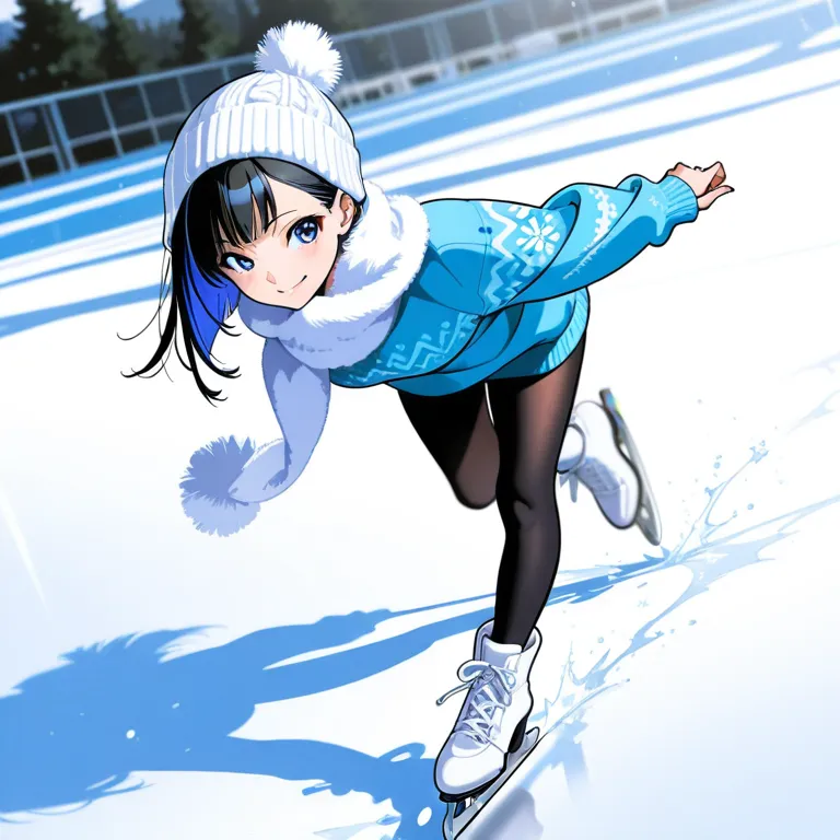 スケートリンクで颯爽と滑る女の子