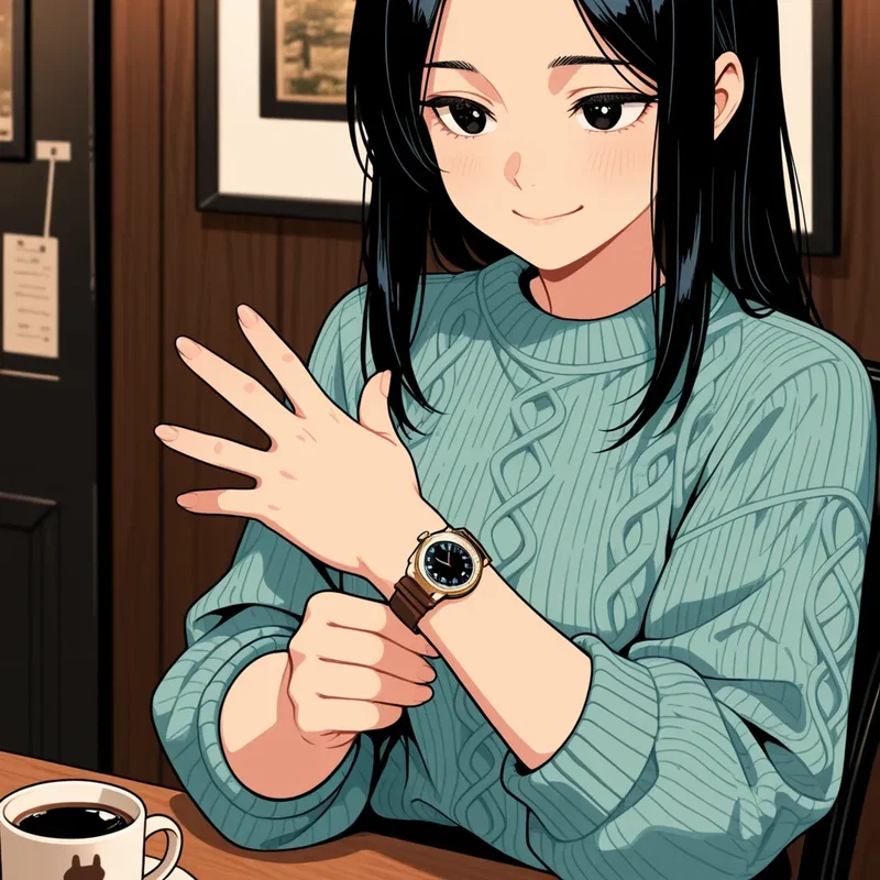 誕生日に彼氏から腕時計をプレゼントされ早速つけてみる女の子
