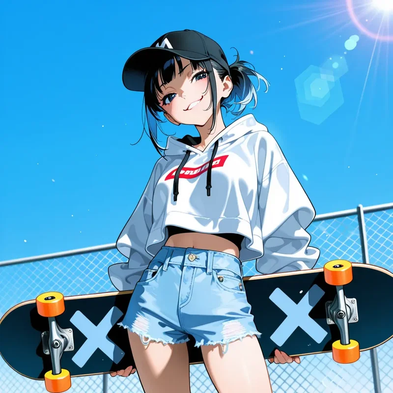 スケボー命のストリート系の女の子３