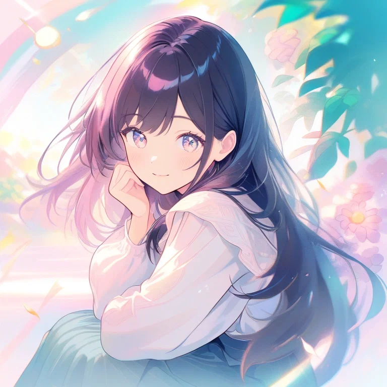 緑の下に座る
