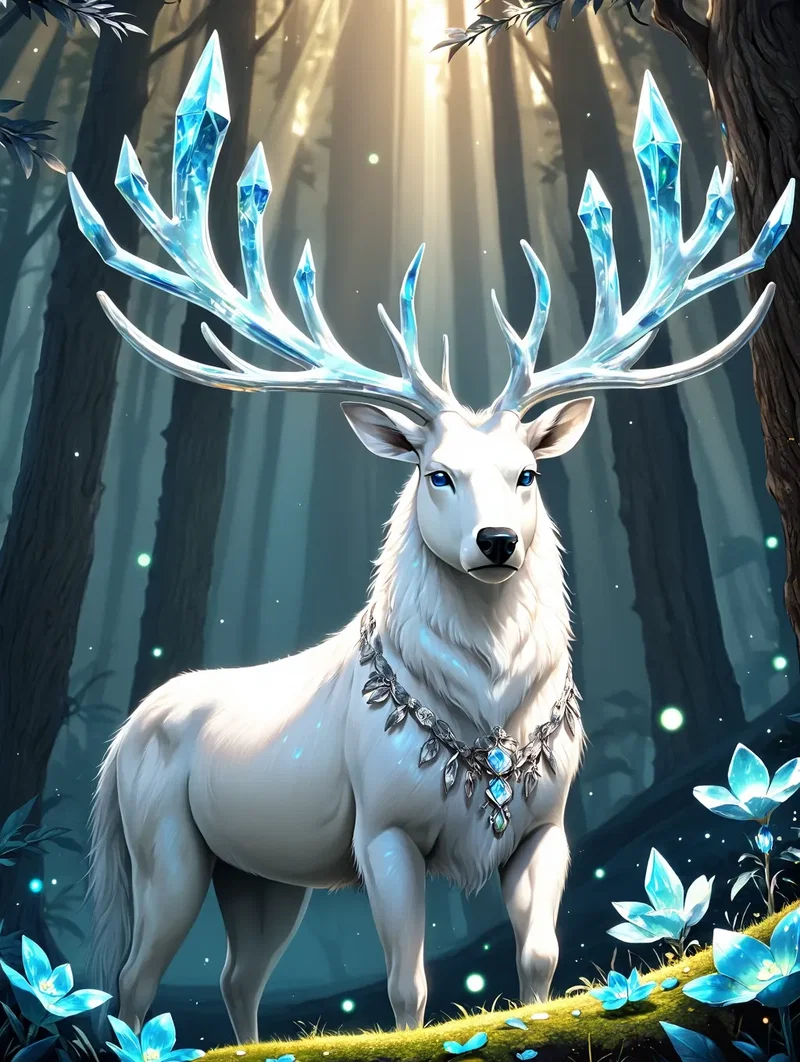 Cerf Blanc aux Bois de Cristal