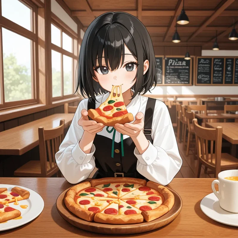ピザを食べる女の子