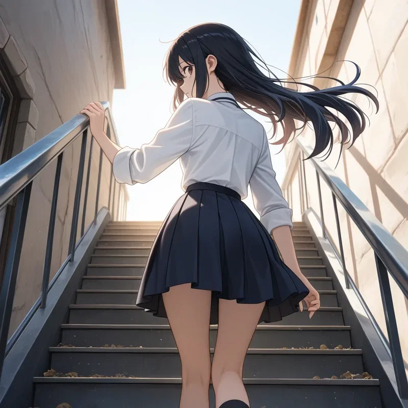 後ろから名前を呼ばれて振り返る少女３