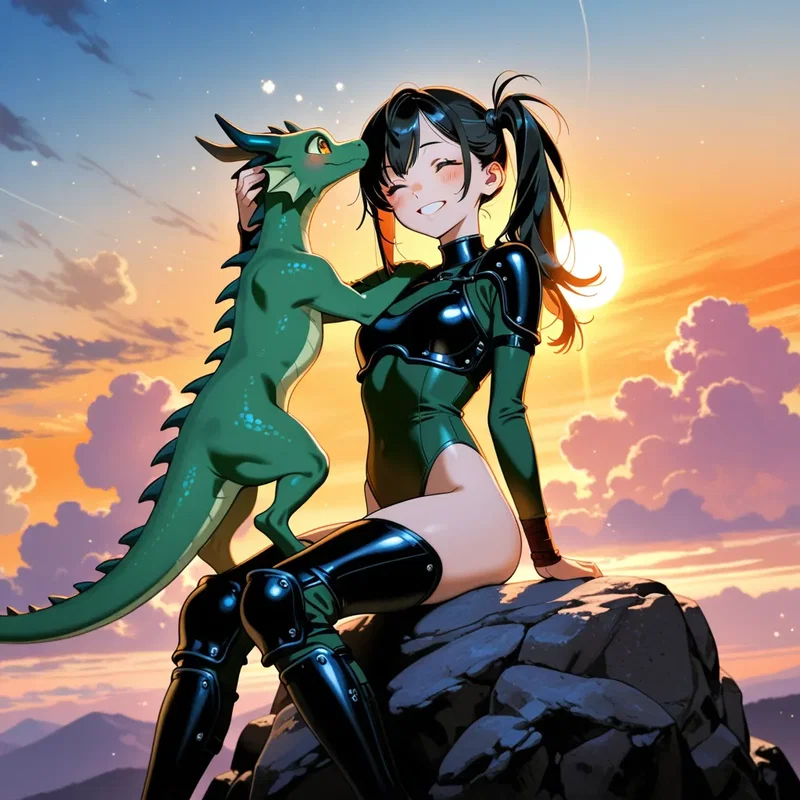 人間に興味津々の地竜の子供とモンスター討伐に来た女の子