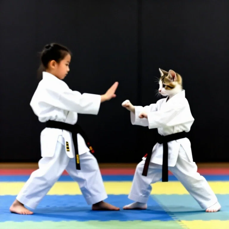 two kittens karate sparring