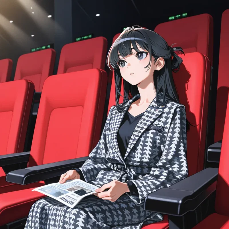 自分が出演している映画の試写を見に来た若手の女優