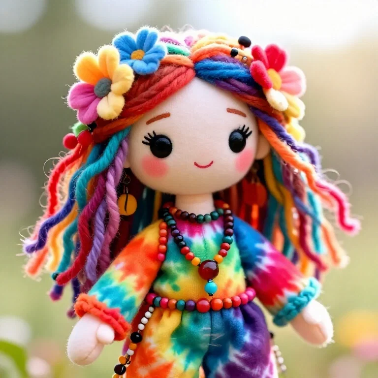 whimsical hippie doll tie dye