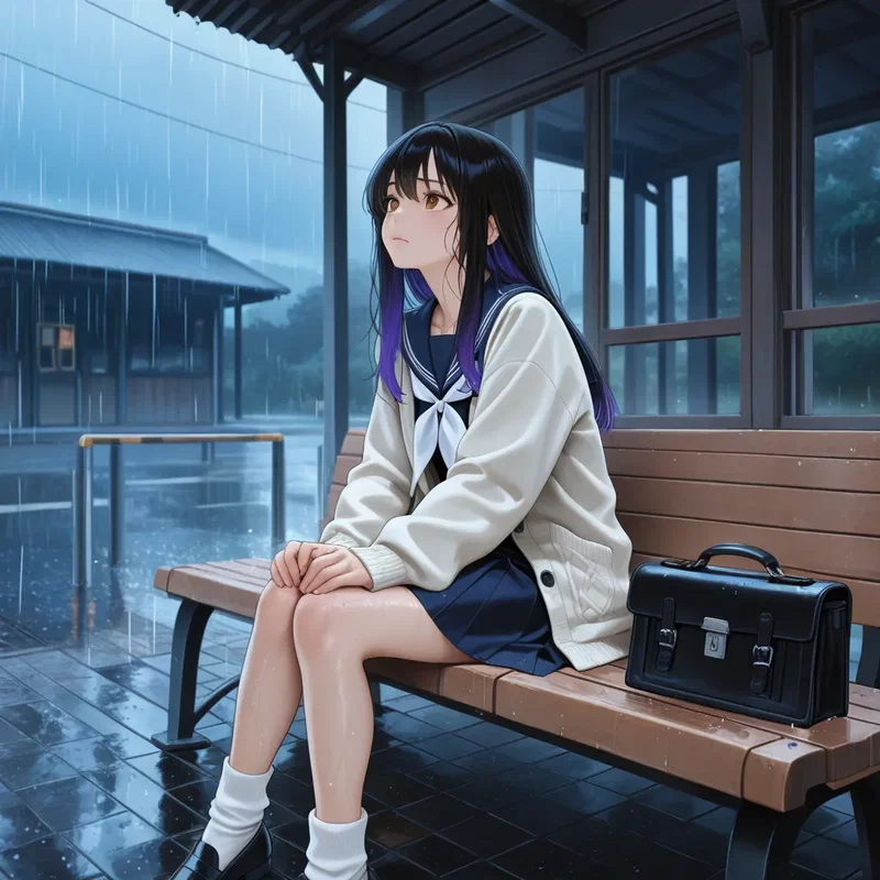突然のゲリラ豪雨で帰れなくなった女の子