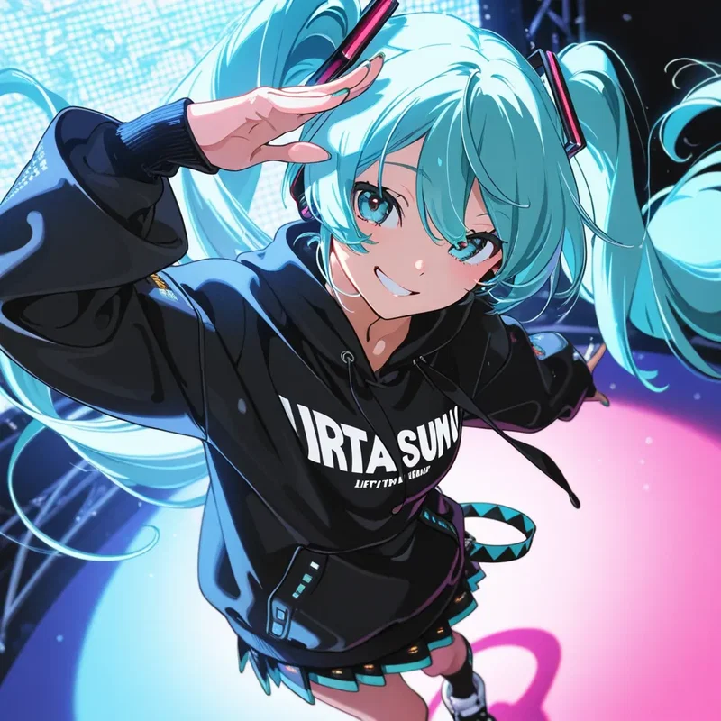 ステージ上で踊る初音ミク