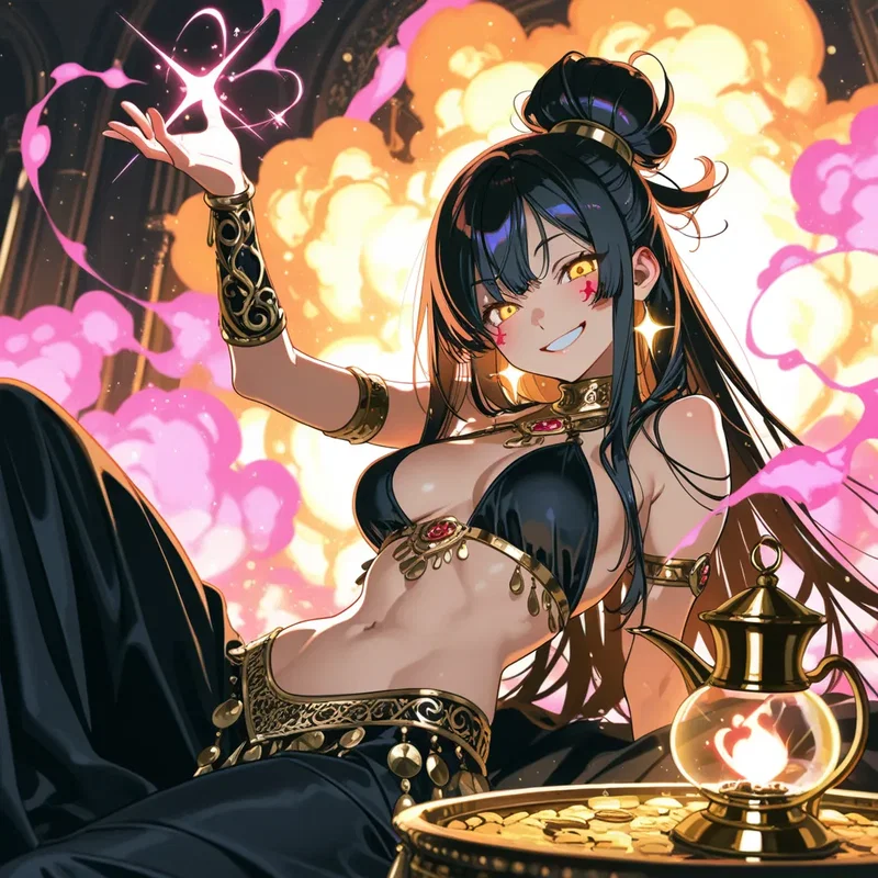 魔法のランプから出現した女魔人