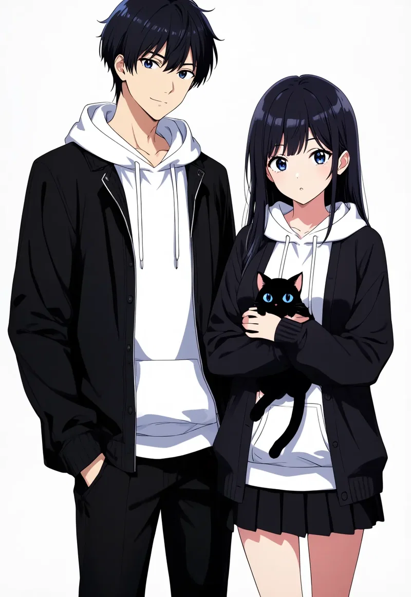 黒カップルと黒猫