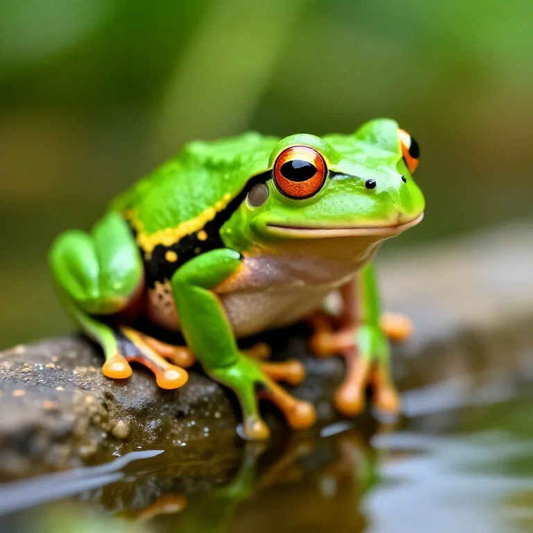 the frog jumps