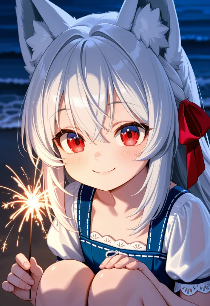 海辺で花火