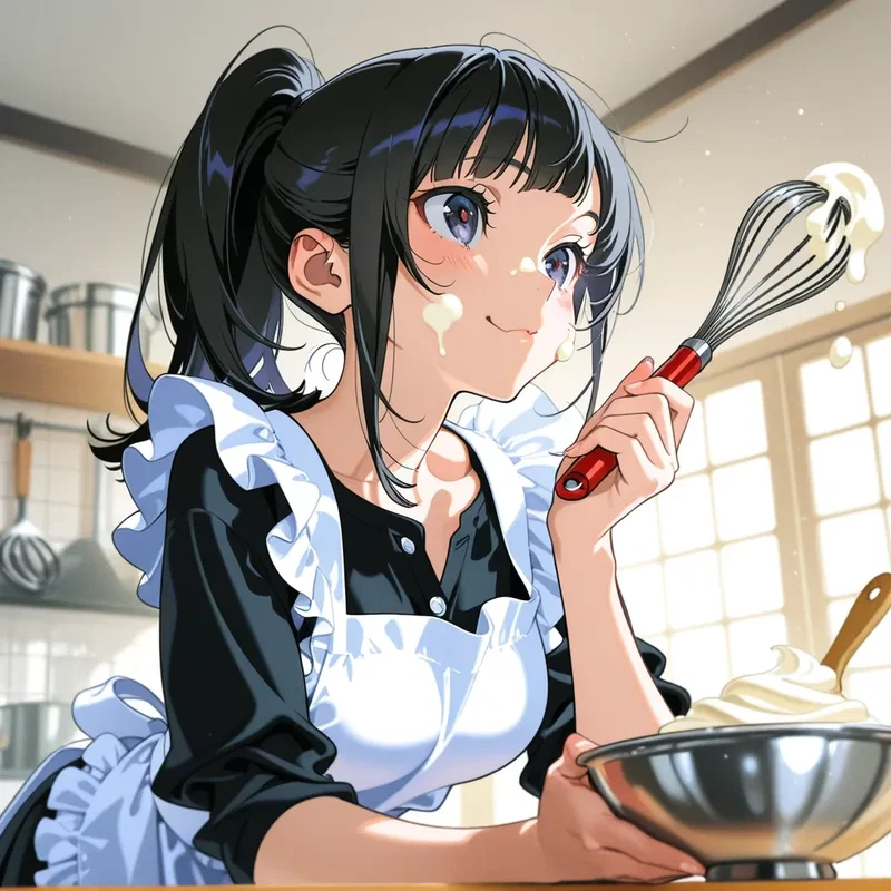 ホイップクリームを作っている女の子