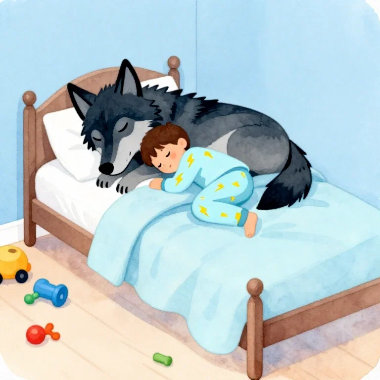 Little boy sleep with.... a wolf. #3